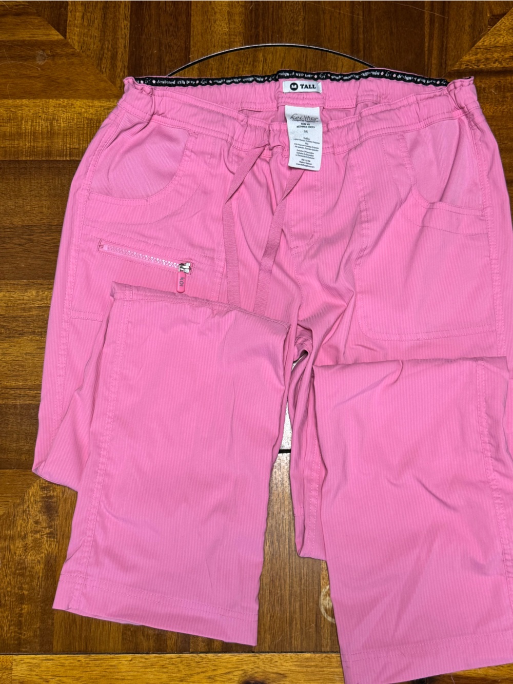 Med Couture Black pink Flare scrub Pants. Medium tall